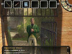 Top: inventory and menu. Bottom: the dialogues. Center: Hugo, the French majordomo