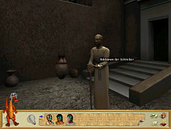 A blind guard in front of the palace