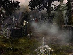 Ein Spaziergang im Nebel zum Friedhof