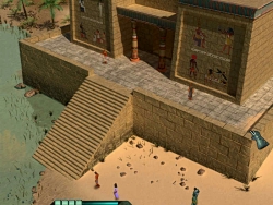 One of the temples in front of the pyramids