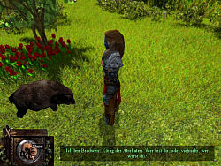 Bradwen the Celt in part 2 - here he is talking to a wild boar - or is there someone else hidden behind?