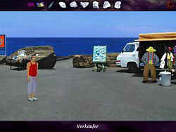 Der Verkäufer am Strand hilft Dir, wenn Du ein paar Steine für ihn sammelst.