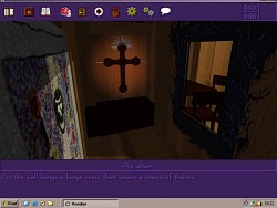 A black cross with a crown of thorns